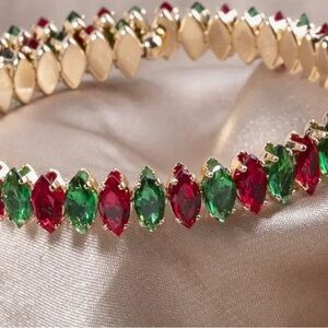 NWT ZIRCONIA COPPER RED AND GREEN CHRISTMAS BRACELET